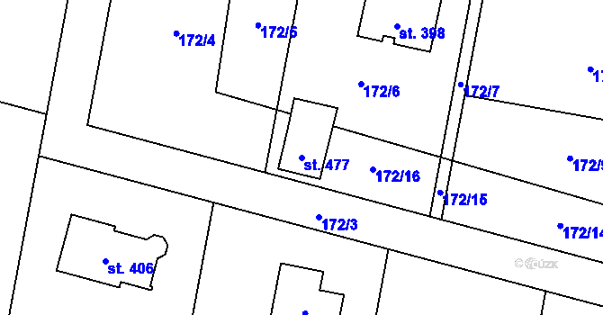 Parcela st. 477 v KÚ Zeměchy u Kralup nad Vltavou, Katastrální mapa