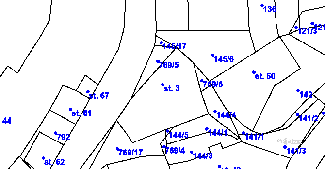 Parcela st. 3 v KÚ Čelákovy, Katastrální mapa