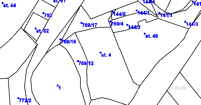 Parcela st. 4 v KÚ Čelákovy, Katastrální mapa