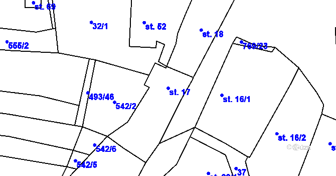 Parcela st. 17 v KÚ Čelákovy, Katastrální mapa