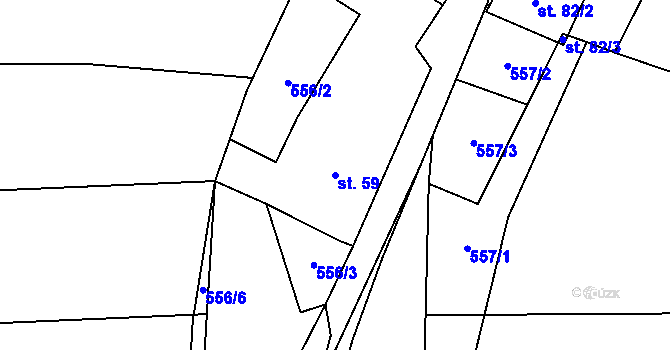 Parcela st. 59 v KÚ Čelákovy, Katastrální mapa