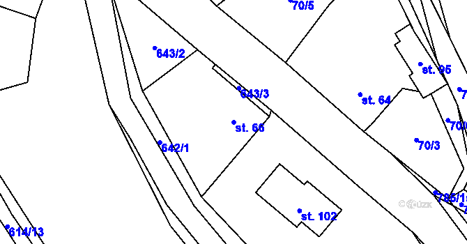 Parcela st. 66 v KÚ Čelákovy, Katastrální mapa