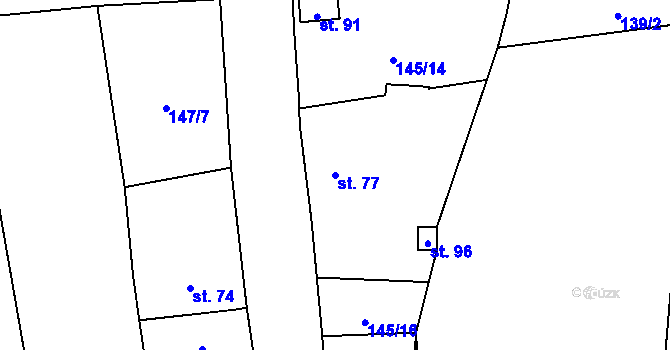 Parcela st. 77 v KÚ Čelákovy, Katastrální mapa