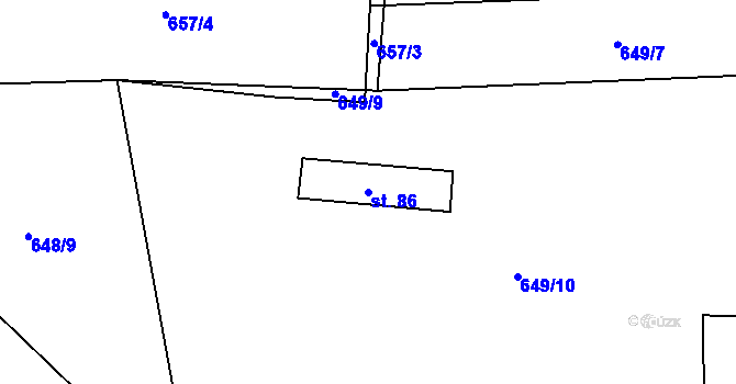 Parcela st. 86 v KÚ Čelákovy, Katastrální mapa