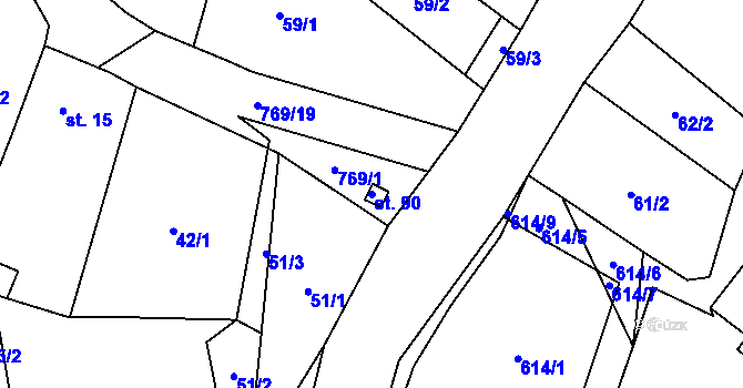 Parcela st. 90 v KÚ Čelákovy, Katastrální mapa