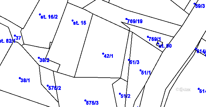 Parcela st. 42/1 v KÚ Čelákovy, Katastrální mapa