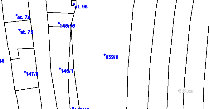 Parcela st. 139/1 v KÚ Čelákovy, Katastrální mapa