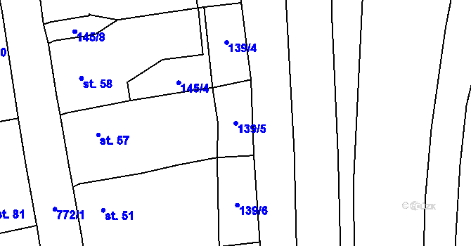 Parcela st. 139/5 v KÚ Čelákovy, Katastrální mapa