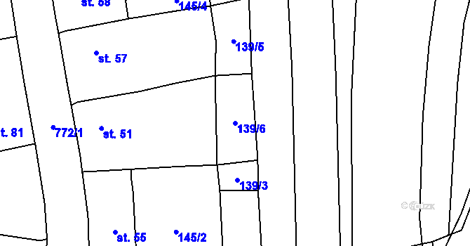 Parcela st. 139/6 v KÚ Čelákovy, Katastrální mapa