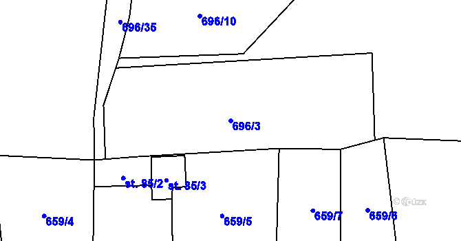 Parcela st. 696/3 v KÚ Čelákovy, Katastrální mapa