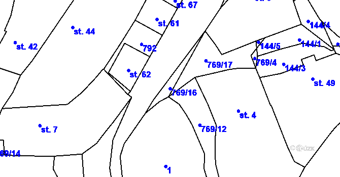 Parcela st. 769/16 v KÚ Čelákovy, Katastrální mapa