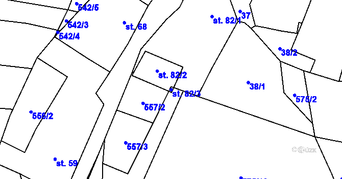 Parcela st. 82/3 v KÚ Čelákovy, Katastrální mapa