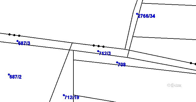 Parcela st. 712/3 v KÚ Čelákovy, Katastrální mapa