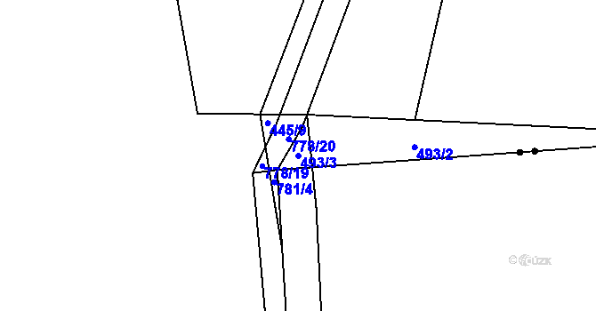 Parcela st. 493/3 v KÚ Čelákovy, Katastrální mapa