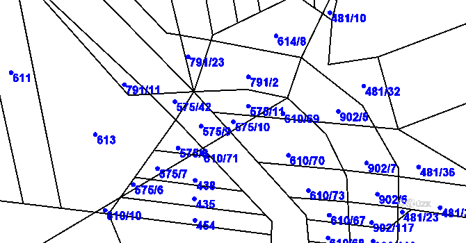 Parcela st. 575/10 v KÚ Čelákovy, Katastrální mapa