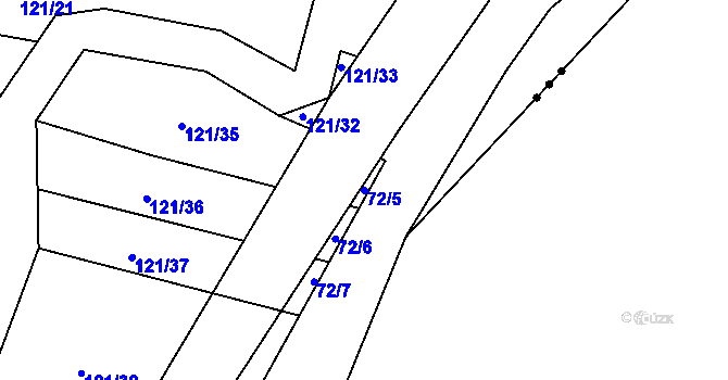 Parcela st. 72/5 v KÚ Čelákovy, Katastrální mapa