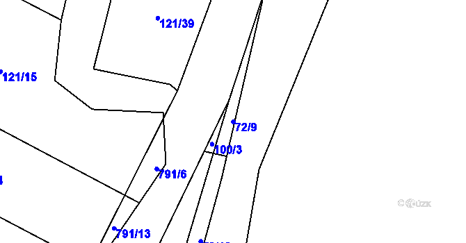 Parcela st. 72/9 v KÚ Čelákovy, Katastrální mapa