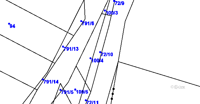 Parcela st. 72/10 v KÚ Čelákovy, Katastrální mapa
