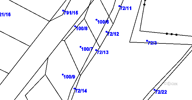 Parcela st. 72/13 v KÚ Čelákovy, Katastrální mapa