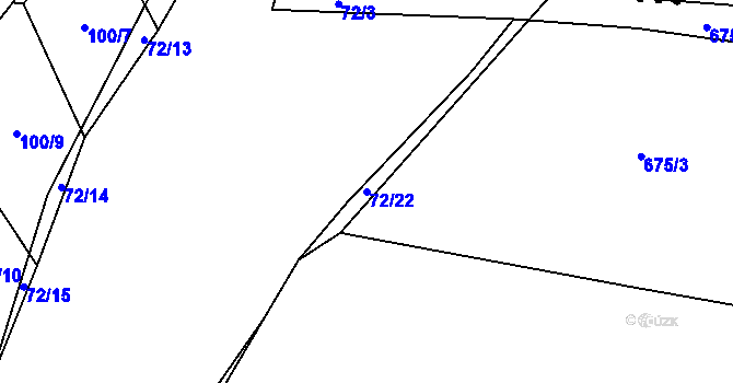 Parcela st. 72/22 v KÚ Čelákovy, Katastrální mapa