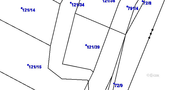 Parcela st. 121/39 v KÚ Čelákovy, Katastrální mapa