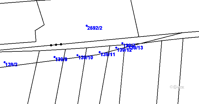 Parcela st. 139/11 v KÚ Čelákovy, Katastrální mapa