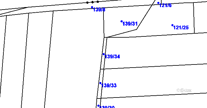 Parcela st. 139/34 v KÚ Čelákovy, Katastrální mapa