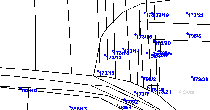 Parcela st. 173/13 v KÚ Čelákovy, Katastrální mapa