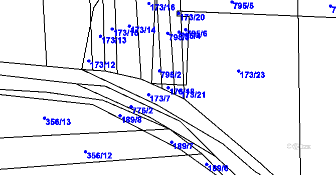 Parcela st. 173/18 v KÚ Čelákovy, Katastrální mapa