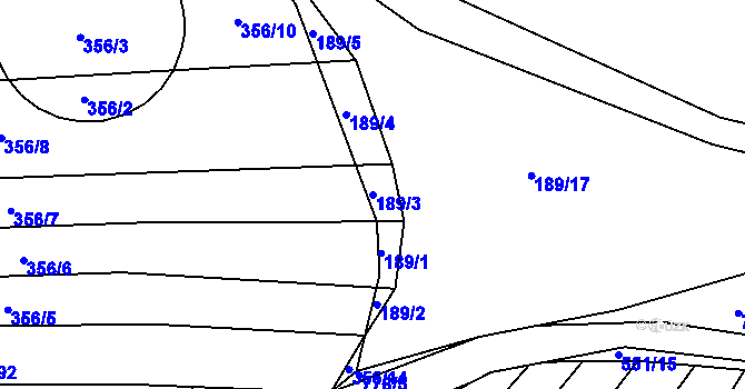 Parcela st. 189/3 v KÚ Čelákovy, Katastrální mapa