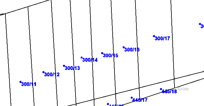 Parcela st. 300/15 v KÚ Čelákovy, Katastrální mapa