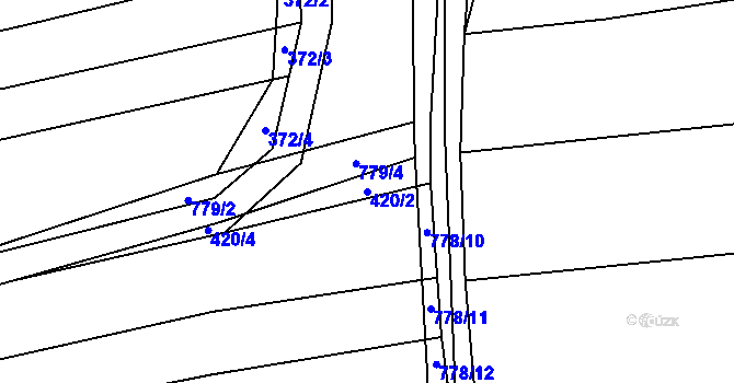 Parcela st. 420/2 v KÚ Čelákovy, Katastrální mapa