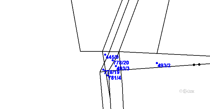 Parcela st. 445/9 v KÚ Čelákovy, Katastrální mapa
