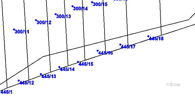 Parcela st. 445/16 v KÚ Čelákovy, Katastrální mapa