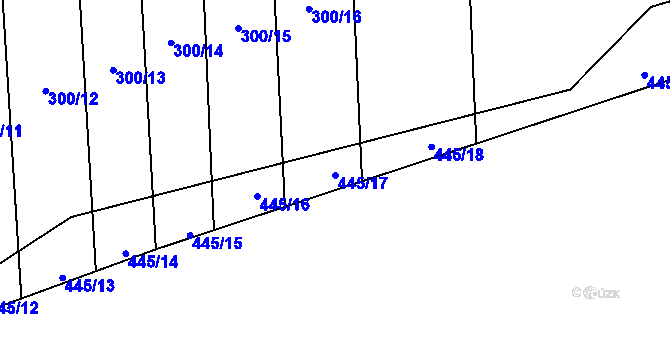 Parcela st. 445/17 v KÚ Čelákovy, Katastrální mapa