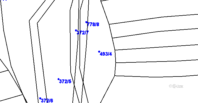 Parcela st. 493/4 v KÚ Čelákovy, Katastrální mapa