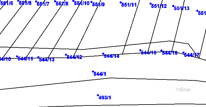Parcela st. 544/14 v KÚ Čelákovy, Katastrální mapa