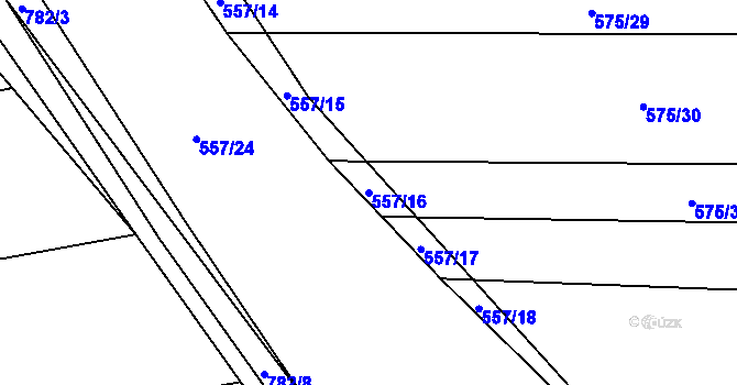 Parcela st. 557/16 v KÚ Čelákovy, Katastrální mapa