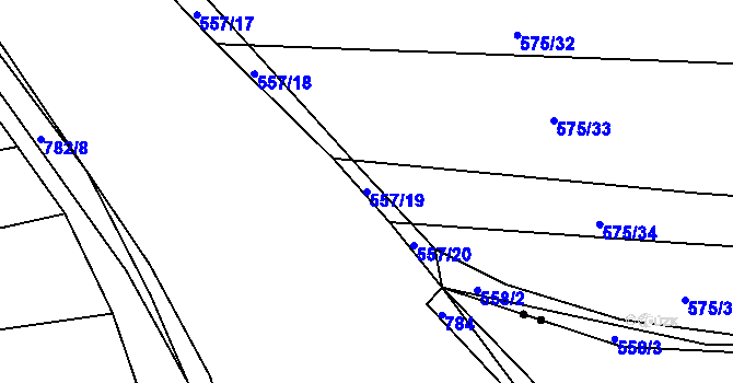 Parcela st. 557/19 v KÚ Čelákovy, Katastrální mapa