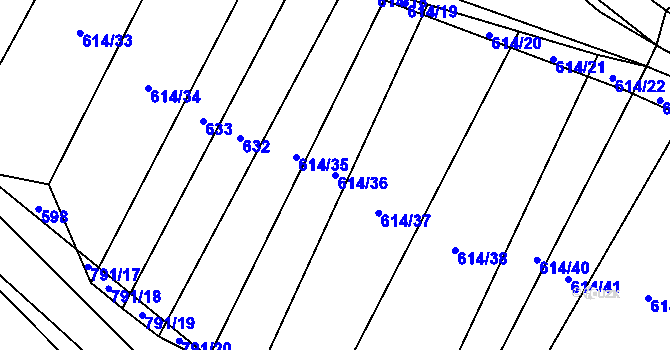 Parcela st. 614/36 v KÚ Čelákovy, Katastrální mapa
