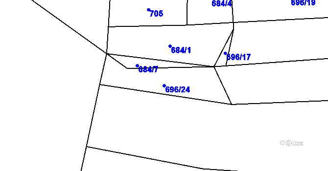 Parcela st. 696/24 v KÚ Čelákovy, Katastrální mapa