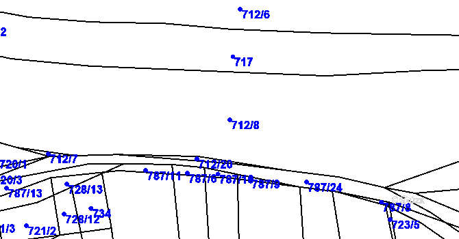 Parcela st. 712/8 v KÚ Čelákovy, Katastrální mapa
