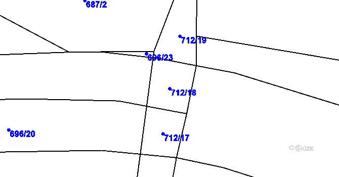 Parcela st. 712/18 v KÚ Čelákovy, Katastrální mapa