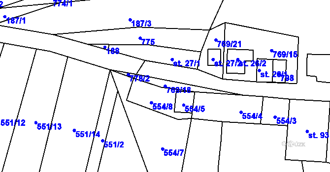 Parcela st. 769/18 v KÚ Čelákovy, Katastrální mapa