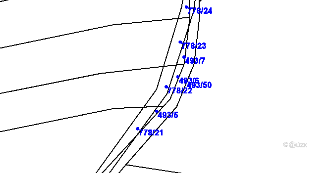 Parcela st. 778/22 v KÚ Čelákovy, Katastrální mapa