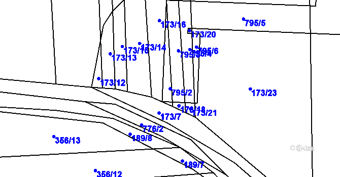 Parcela st. 795/2 v KÚ Čelákovy, Katastrální mapa