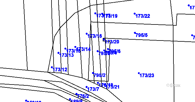 Parcela st. 795/3 v KÚ Čelákovy, Katastrální mapa