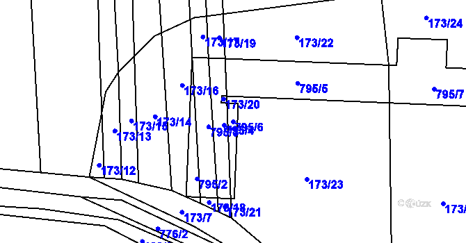 Parcela st. 795/6 v KÚ Čelákovy, Katastrální mapa