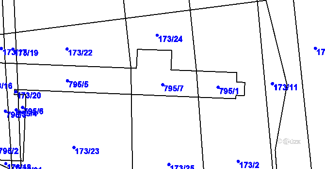 Parcela st. 795/7 v KÚ Čelákovy, Katastrální mapa