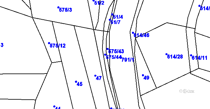 Parcela st. 575/44 v KÚ Čelákovy, Katastrální mapa